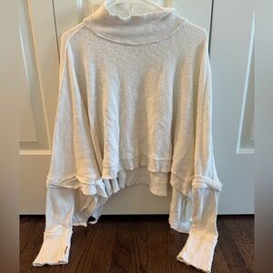 Free People Cream Ribbed Turtleneck Sweater